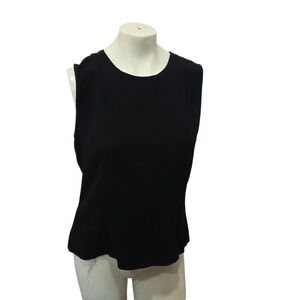 Vintage Zelda Black Sleeveless Top Size 14 Button Back Minimalist Career